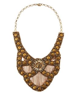 Heavy Metal Wrapped Bib Necklace, Gold
