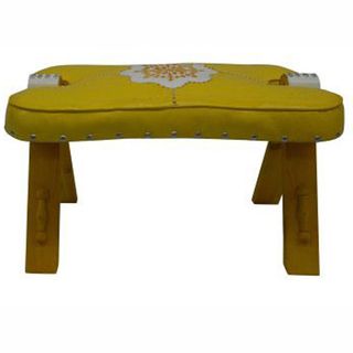 Nuloom Handmade Casual Living Morrocan Yellow Ottoman Stool (YellowFinish HandmadeUpholstery Material LeatherDimensions 16 inches high x 22 inches wide x 14 inches longThe handcrafted touch of artisan skill creates variations in color, size and design.