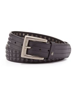 Leather 38mm Studded Belt, Black