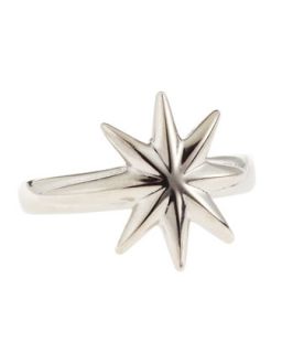 White Gold Plated Northern Star Ring, Size 7