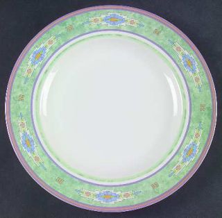 Noble Excellence Zuni Dinner Plate, Fine China Dinnerware   Blue/Yellow Geometri