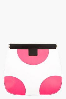 Marni Edition White And Pink Leather Graphic Slim Clutch