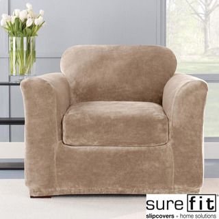 Stretch Plush Sable Chair Slipcover