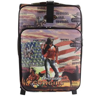 Nicole Lee Cowgirl Flag 22 inch Rolling Carry on Upright Suitcase (MultiWeight 9.3 poundsPockets One (1) large padded pocket for laptop, one (1) small side zipper pocket, and one (1) mesh zipper pocketHandle Push lock pull handle extends up to 40 inche