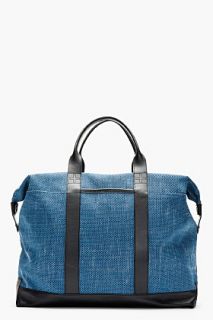 Orlebar Brown Blue Leather_trimmed Taylor Tote Bag