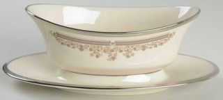 Lenox China Lace Point Gravy Boat with Attached Underplate, Fine China Dinnerwar