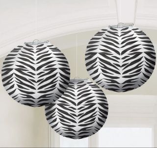 Zebra Print Round Paper Lanterns