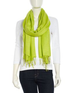 Dune Solid Woven Fringed Scarf, Lime