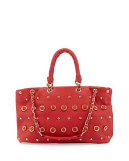 Rebecca Small Gold Studded Tote Bag, Cherry