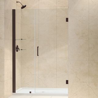 Dreamline Unidoor 43 44 inch Frameless Hinged Shower Door (Tempered glass, aluminum, brassIntended use IndoorTempered glass ANSI certifiedAssembly requiredProduct Warranty Limited 5 (five) year manufacturer warranty Warranty for any hardware in Oil Rubb
