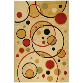 Paterson Collection Contemporary Abstract Circles Ivory Area Rug (5x 7)