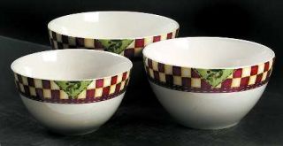 Thomson Country Home 3 Piece Mixing Bowl Set, Fine China Dinnerware   Red/White