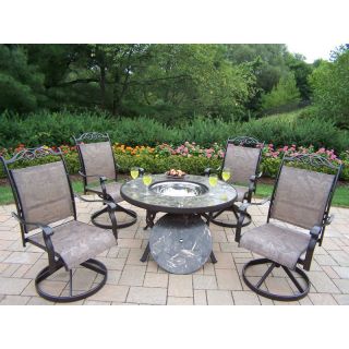 Oakland Living Stone Art 44 in. Deep Seating Chat Set with Swivel Chairs and