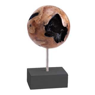 Solid Wood Sphere Table Top Statue