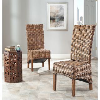 Safavieh St Thomas Isla Indoor Wicker Brown High Back Side Chairs (set Of 2)