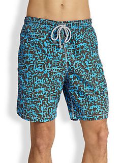 Collection Abstract Camo Swim Trunks   Blue