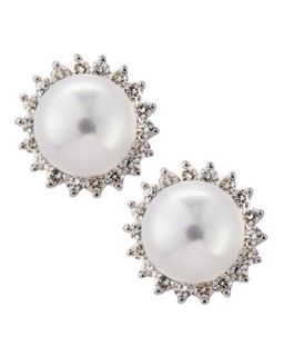 Akoya Pearl Diamond Set Earrings, White