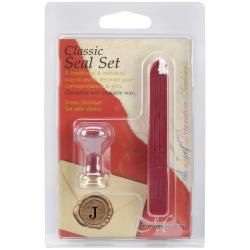 Classic Ceramic J Red Traditional Initial Seal Wax Set