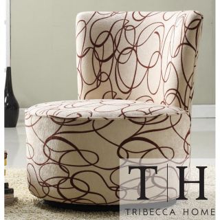 Tribecca Home Moda Chocolate Swirl Print Round Swivel Chair