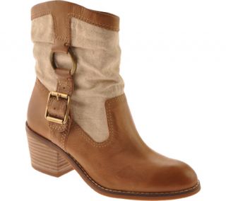 Womens Lucky Brand Boxer   Dark Camel Leather/Tan Fabric Boots