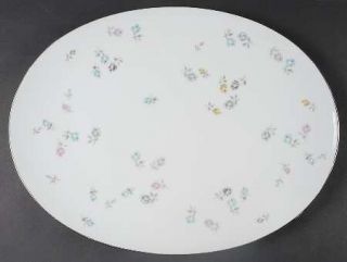 Sango Bouquet 16 Oval Serving Platter, Fine China Dinnerware   Pink/Blue/Yellow