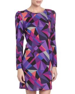 Geometric Print Dress, Purple
