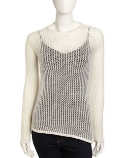 Cashmere Open Stitch Sweater, Off White
