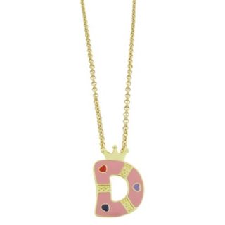 Lily Nily 18k Gold Overlay Enamel Initial Pendant D   Pink