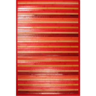 Handmade Red Bamboo Rug (3 Octagon) (Yellow 3 x 3 Natural Fiber)