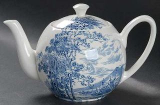 Wedgwood Countryside Blue Teapot & Lid, Fine China Dinnerware   Blue English Sce