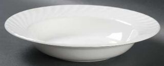 John Aynsley White Swirl Rim Soup Bowl, Fine China Dinnerware   White, Swirled R