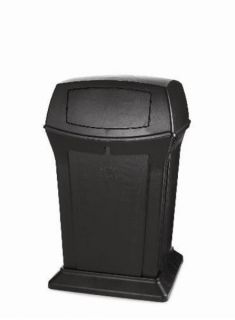 Rubbermaid 45 gal Ranger Container   Dome Top, 2 Access Openings, Black