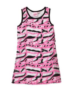 Sequin Mesh Dress, Black/Pink, 4 6X