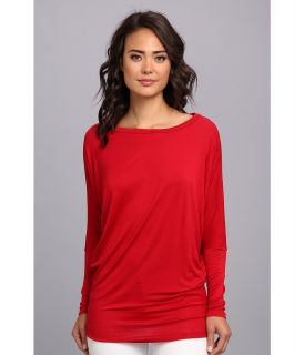 Brigitte Bailey Long Sleeve Dolman Top Womens Long Sleeve Pullover (Red)