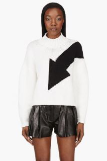 Mcq Alexander Mcqueen White And Black Colorblocked Sweater