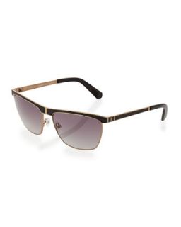 Wire Frame Sunglasses, Black/Gold