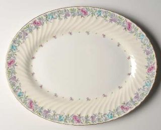 Minton Printemps 15 Oval Serving Platter, Fine China Dinnerware   Pink,Blue,Pur