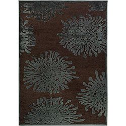 Meticulously Woven Teal/brown Abstract Rug (52 X 76)