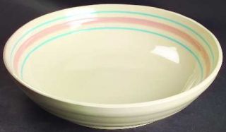 Nelson McCoy Pink & Blue Stripes 12 Pasta Serving Bowl, Fine China Dinnerware  