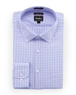 Trim Fit Non Iron Plaid Dress Shirt, Purple