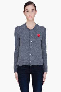 Comme Des Garons Play Charcoal Wool Heart Cardigan