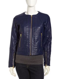 Quilted & Smooth Faux Leather Jacket