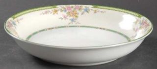 Noritake Pendarvis Coupe Soup Bowl, Fine China Dinnerware   Green Bands,Floral S