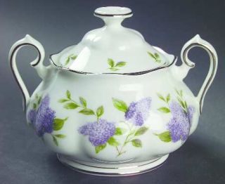 Royal Albert Lilac Lane Platinum Sugar Bowl & Lid, Fine China Dinnerware   Lilac