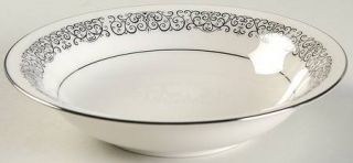 Noritake Hawthorne Coupe Soup Bowl, Fine China Dinnerware   Black Scrolls On Rim