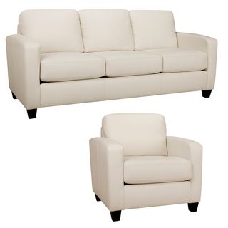 Bryce White Italian Leather Sofa And Chair