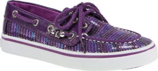 Girls Sperry Top Sider Bahama   Plum Canvas/Sequins Casual Shoes