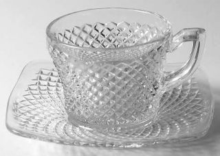 Westmoreland English Hobnail Clear (Round Base) Cup and Saucer Set (Punch Cup)  