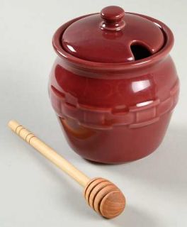 Longaberger Woven Traditions Paprika Honey Pot with Lid, Fine China Dinnerware  