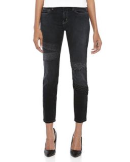 The Stiletto Lace Trim Skinny Jeans, Black